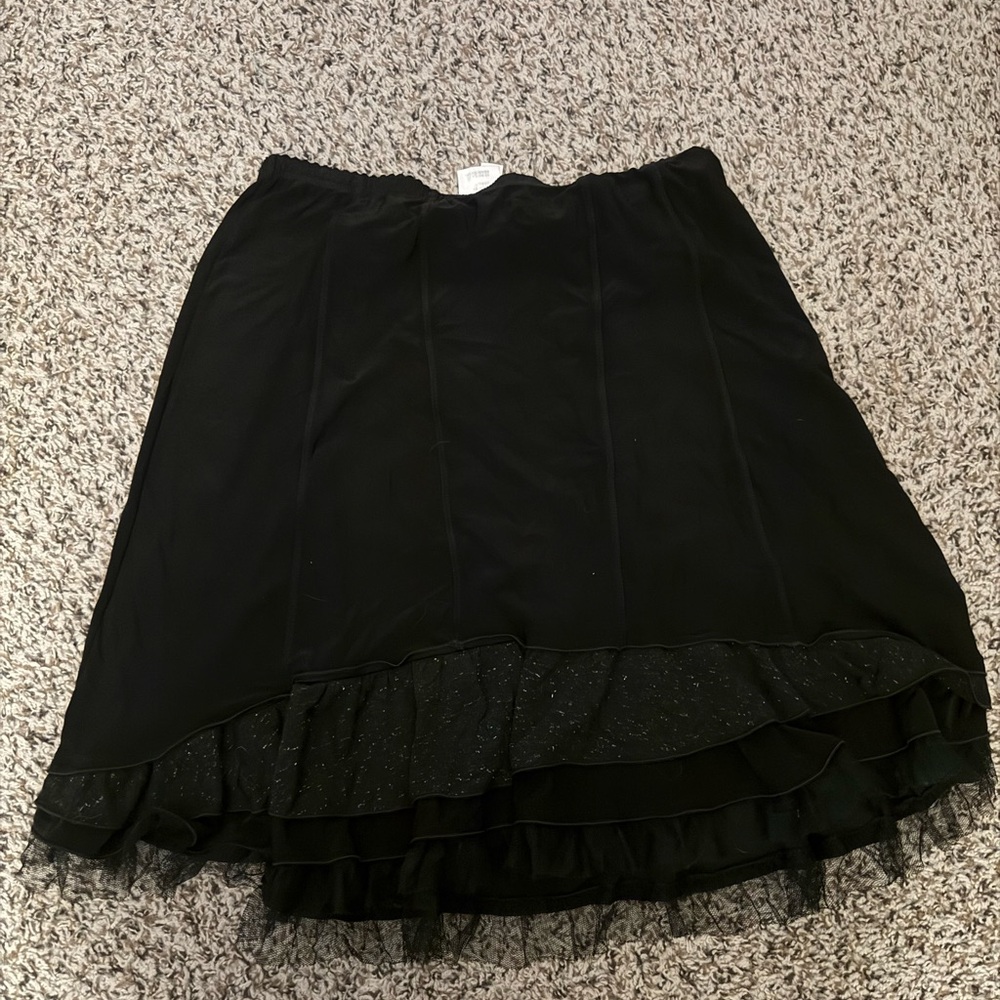 Deca Paris T2 Jupe Flower Elegant Black Ruffled Skirt